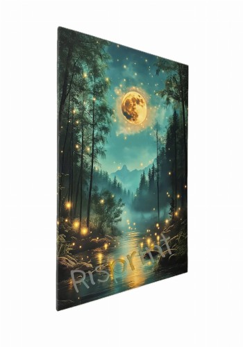 Obraz na płótnie przedstawiający nocny las z księżycem – Leśna Magia