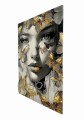 Elegancki portret kobiety ze złotymi motylami – obraz na płótnie