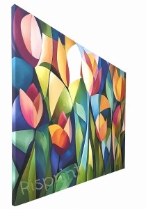 Obraz na płótnie - Geometryczny Ogród | Kolorowe tulipany