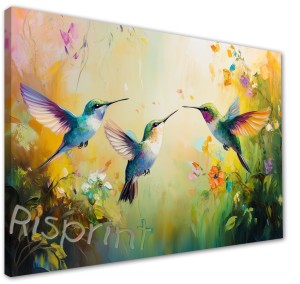 Obraz na płótnie - Balet Kolibrów | Kolorowe kolibry
